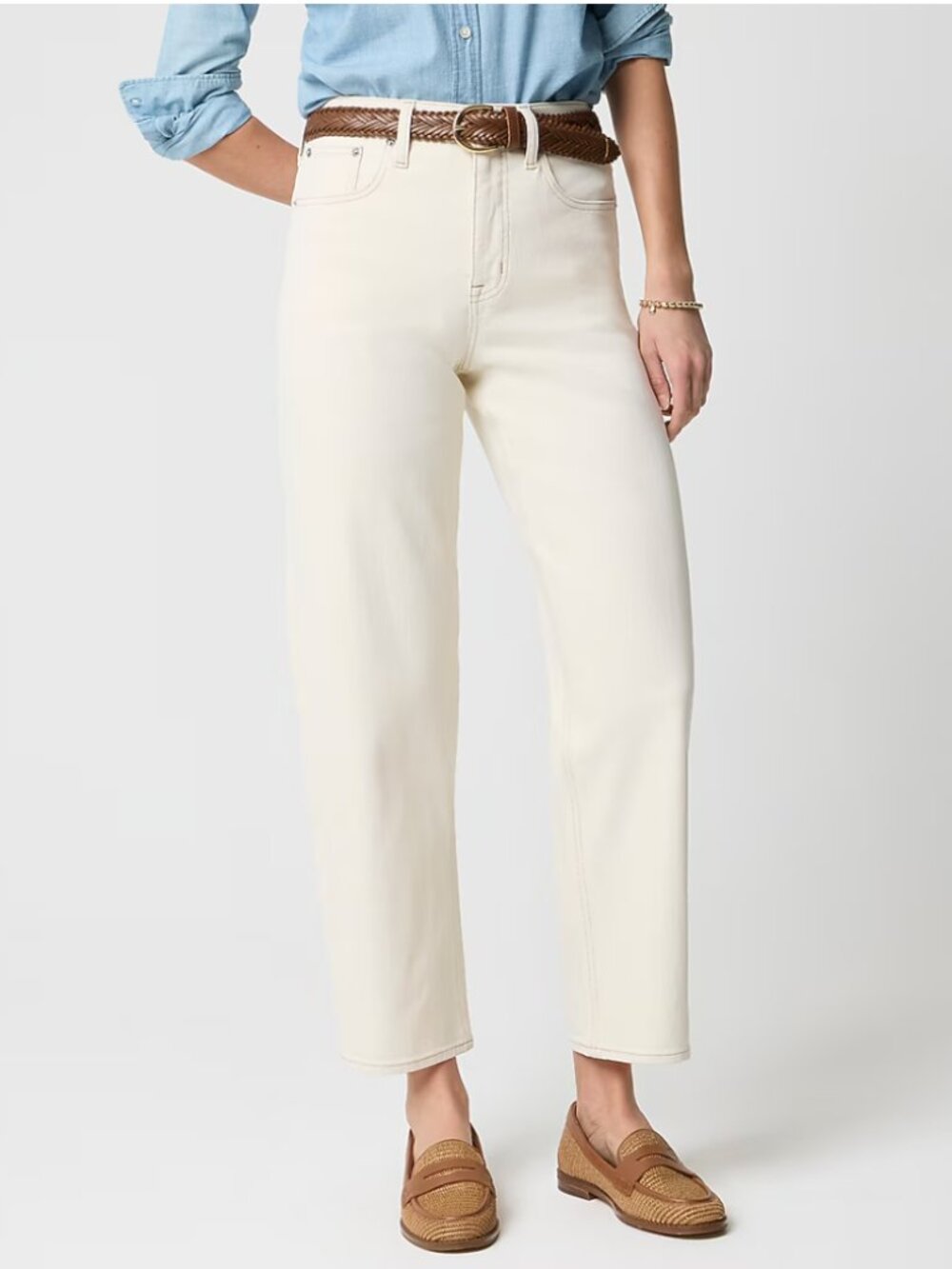 J. Crew Slim Barrel Jeans 28P Ecru Off White NWT $148.00
